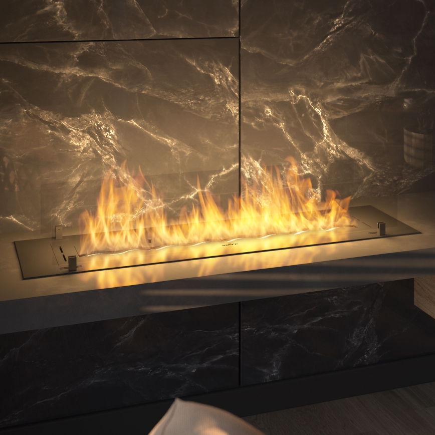 InFire - Lareira embutida BIO 8,5x120 cm 6kW preto