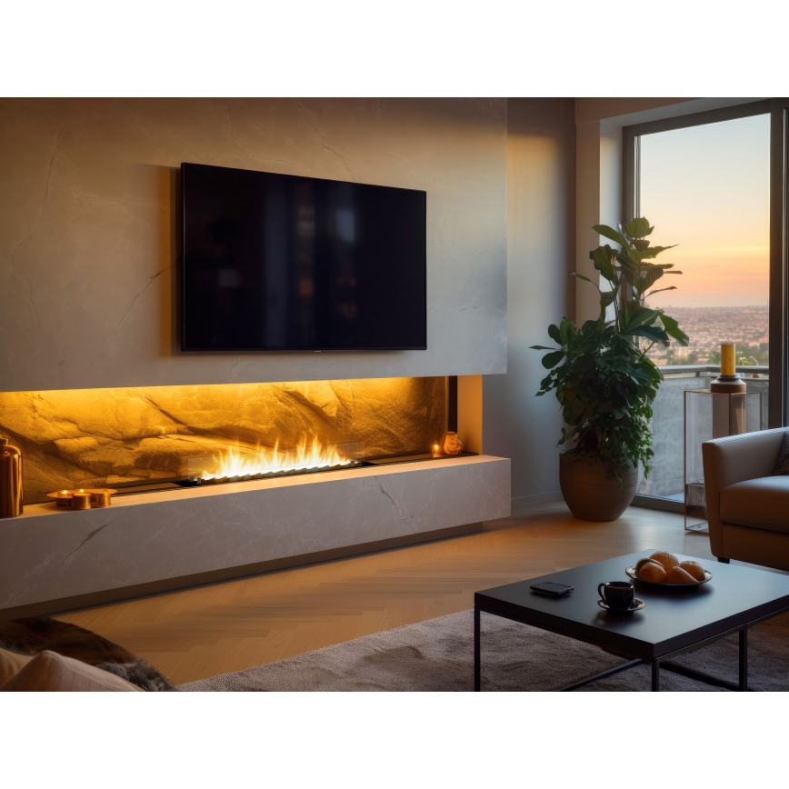 InFire - Lareira embutida BIO 8,5x120 cm 6kW preto