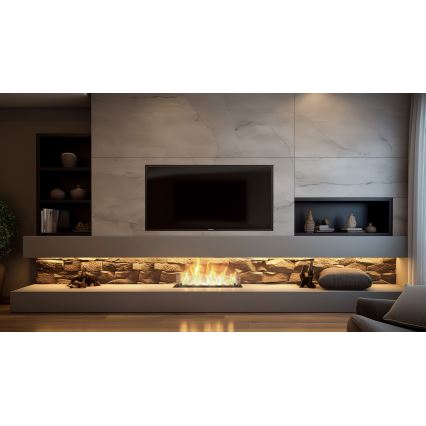 InFire - Lareira embutida BIO 8,5x60 cm 3,5kW preto