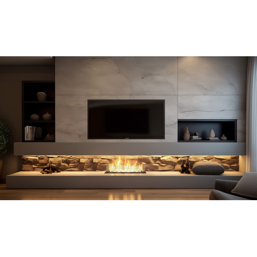 InFire - Lareira embutida BIO 8,5x60 cm 3,5kW preto