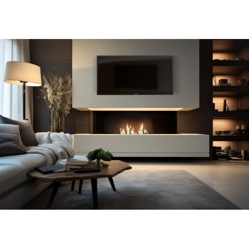 InFire - Lareira embutida BIO 8,5x80 cm 3,5kW preto