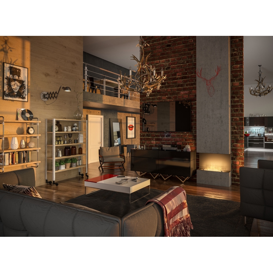 InFire - Lareira embutida BIO 80x45 cm 3kW preta