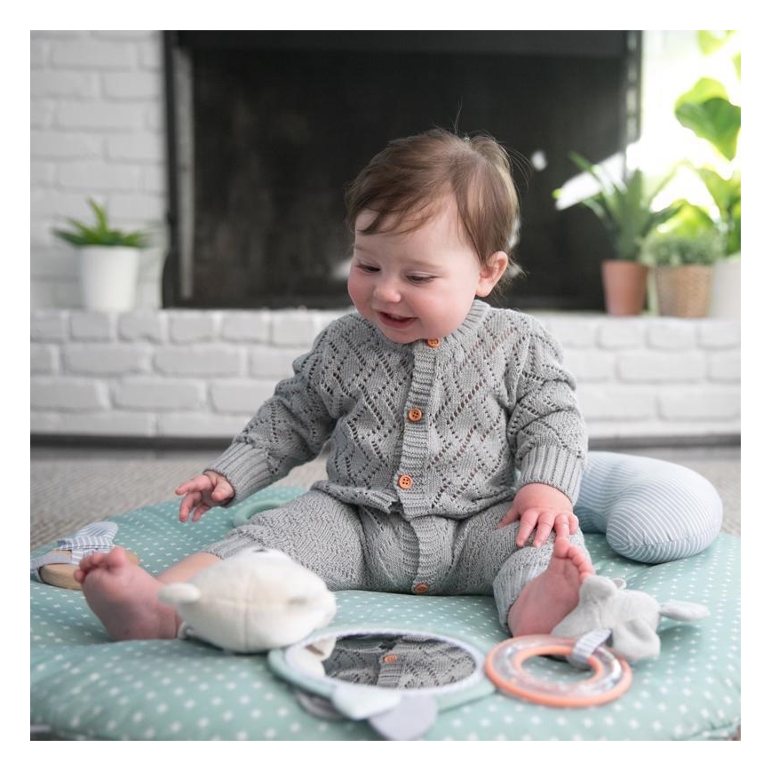 Ingenuidade - Manta de bebé para brincar LOAMY menta/cinzenta