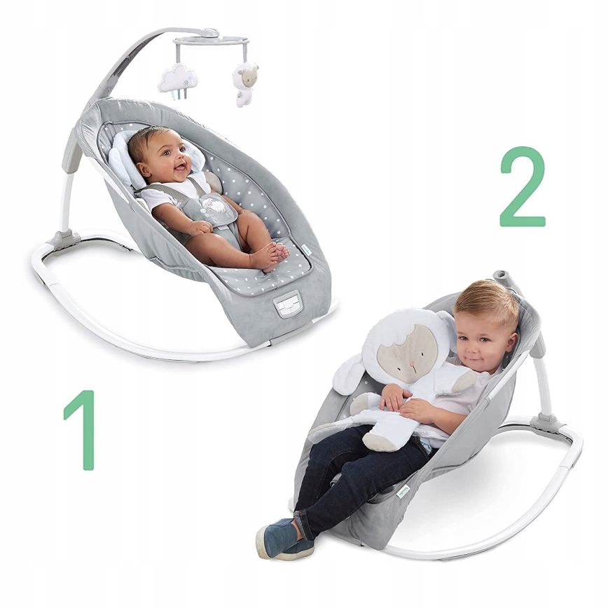 Ingenuity - Espreguiçadeira para bebé com melodia CUDDLE LAMB 3xLR14