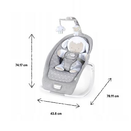 Ingenuity - Espreguiçadeira para bebé com melodia CUDDLE LAMB 3xLR14