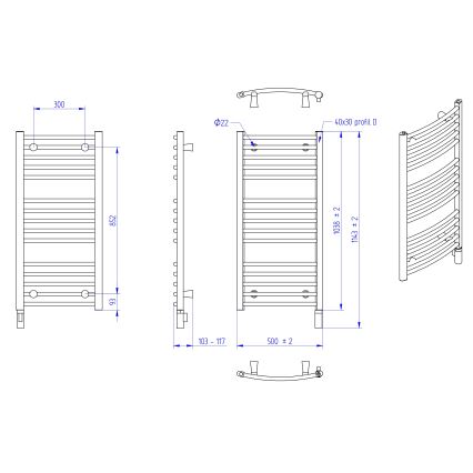 Instal Projekt - Radiador elétrico para casa de banho AMBRE 400W 103x50 cm branco