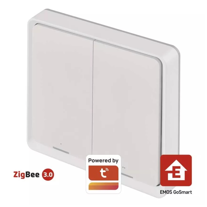 Interruptor 2-botões GoSmart 1xCR2430 Tuya branco