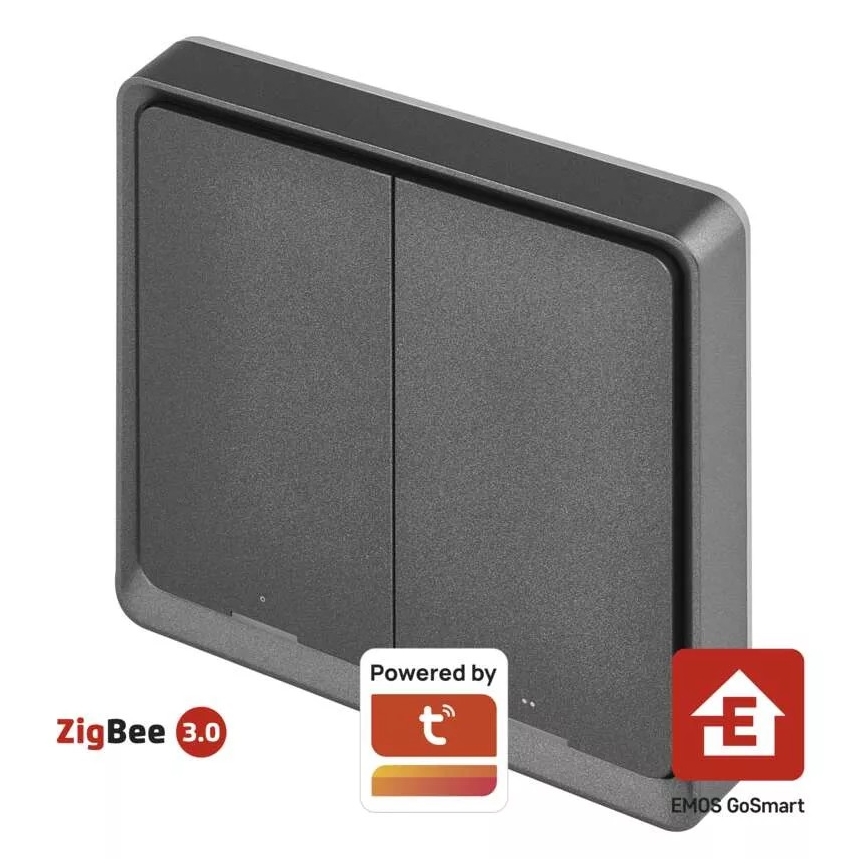 Interruptor 2-botões GoSmart 1xCR2430 Tuya preto