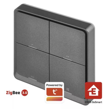 Interruptor 4 botões GoSmart 1xCR2430 Tuya preto