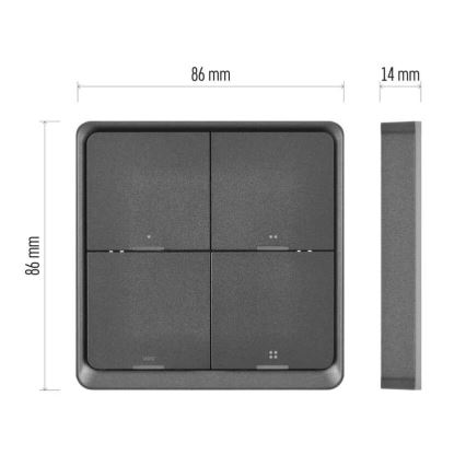 Interruptor 4 botões GoSmart 1xCR2430 Tuya preto