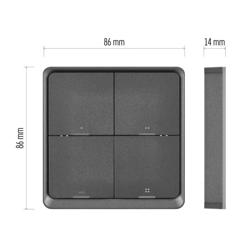 Interruptor 4 botões GoSmart 1xCR2430 Tuya preto