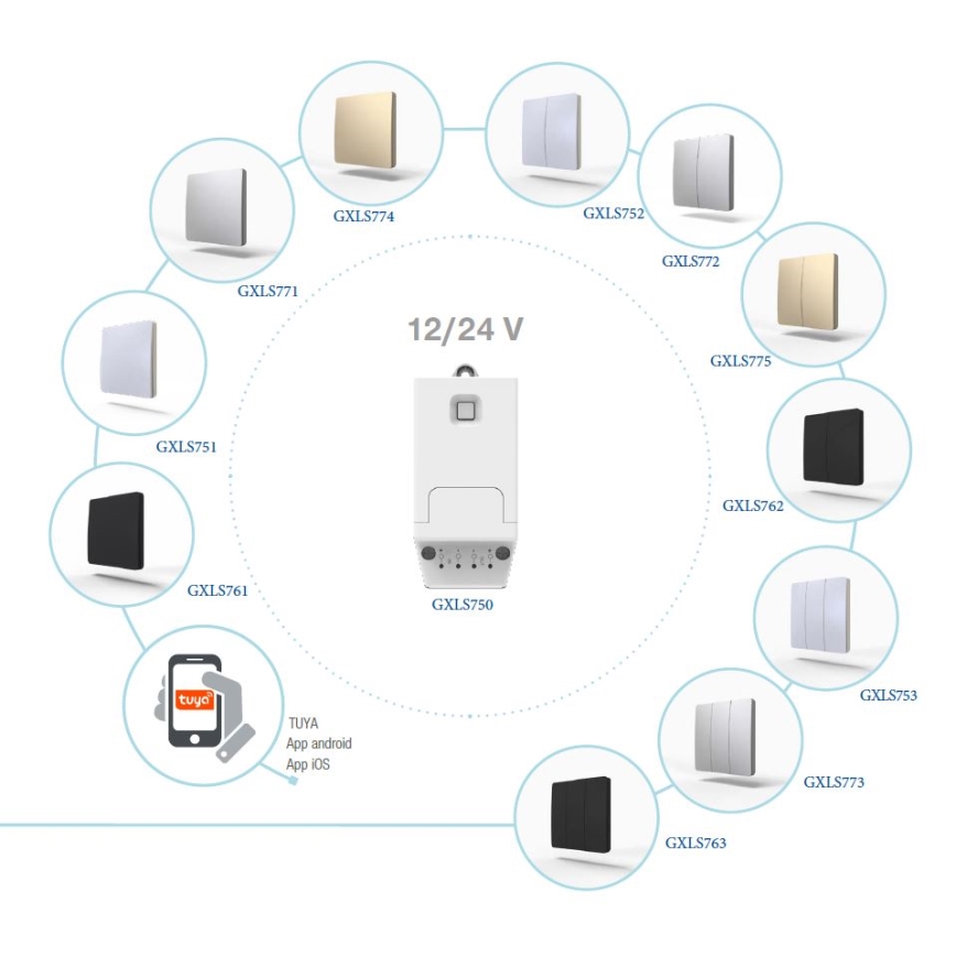 Interruptor cinético sem fios 1P IP67 dourado