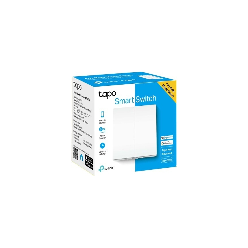 Interruptor de luz inteligente de dois botões 2xAAA