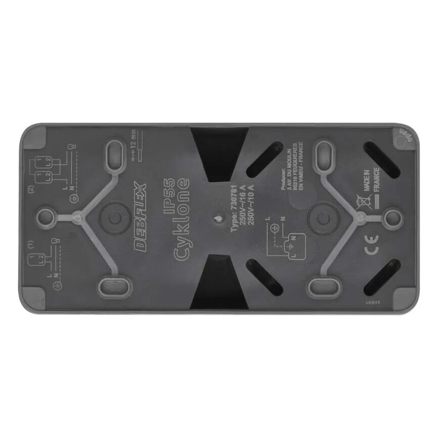 Interruptor doméstico alternado com uma tomada 250V/16A IP55