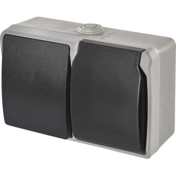 Interruptor doméstico alternado nº 6 com tomada 250V/16A IP44 cinza