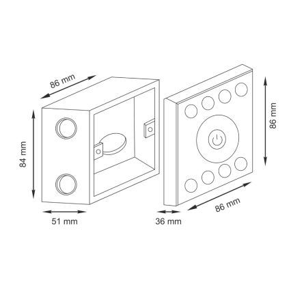 Interruptor táctil com regulador de fluxo luminoso para tiras LED unicolor 12-24V de 4 canais