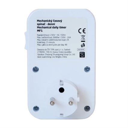 Interruptor temporizador mecânico diário 16A/230V