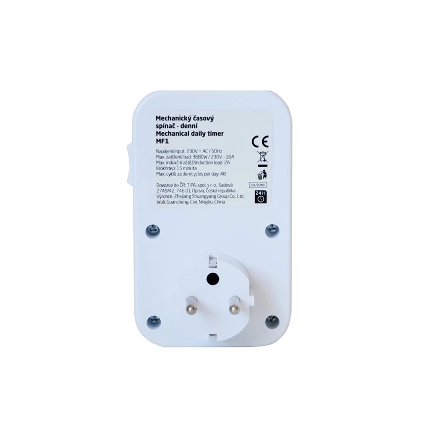 Interruptor temporizador mecânico diário 16A/230V