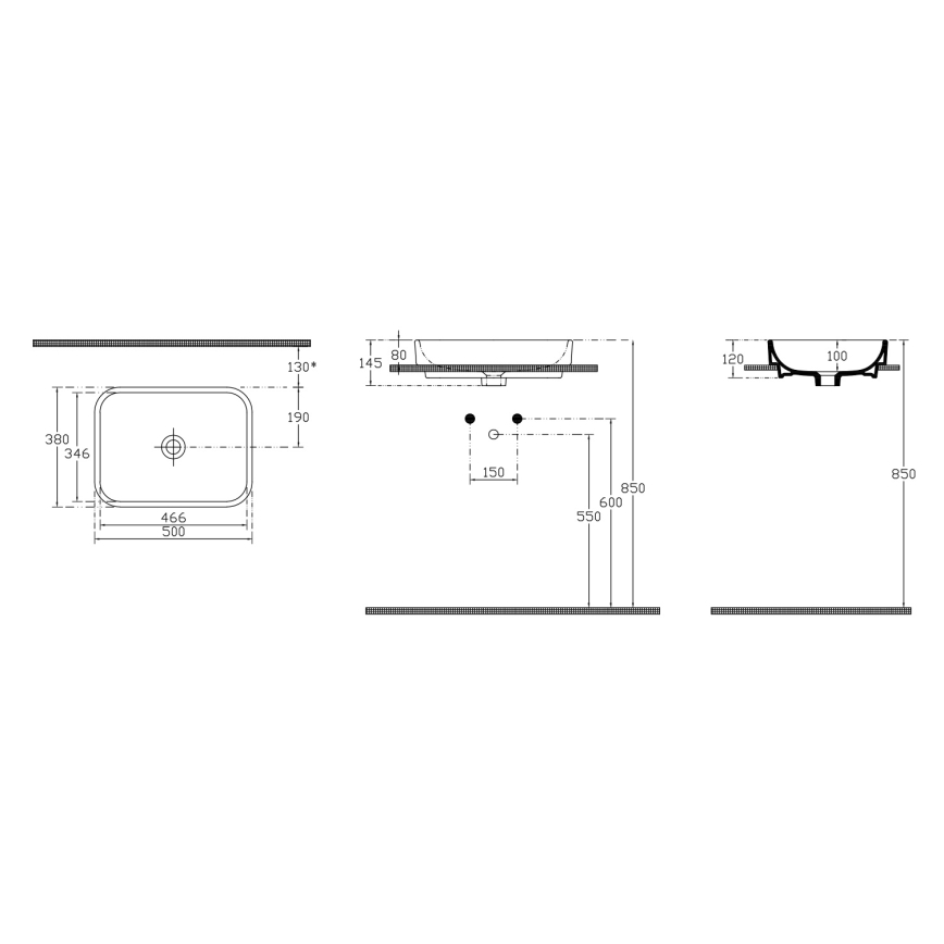 Isvea - Cuba para bancada AQUA 50x38 cm cerâmica/branco