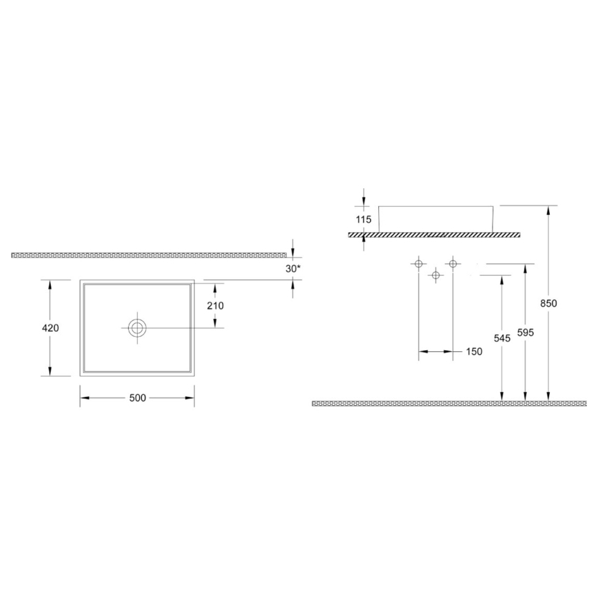 Isvea - Lavatório de bancada PURITY 50x42 cm cerâmica/branco