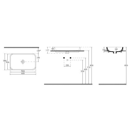 Isvea - Lavatório para bancada AQUA 60x38 cm cerâmica/branco
