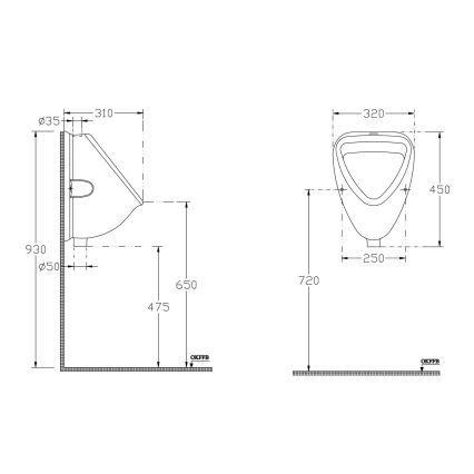 Isvea - Mictório com ligação superior, cerâmica/branco
