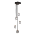 ITALUX - Lustre pendente com cabo TORNO 5xE14/40W/230V preto/dourado