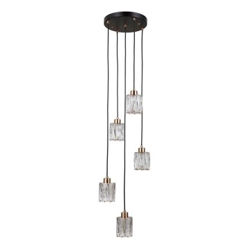 ITALUX - Lustre pendente com cabo TORNO 5xE14/40W/230V preto/dourado