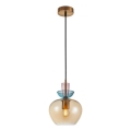 ITALUX - Lustre pendente FANDA 1xE27/40W/230V dourado/bege fumê