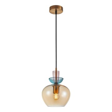 ITALUX - Lustre pendente FANDA 1xE27/40W/230V dourado/bege fumê