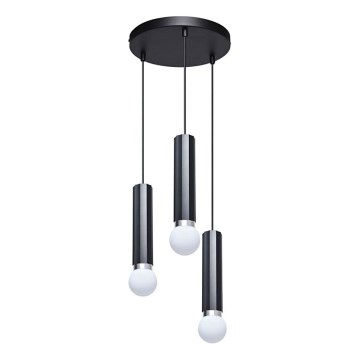 ITALUX - Lustre suspenso com cabo MACERA 3xE27/40W/230V preto