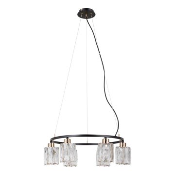ITALUX - Lustre suspenso por cabo SIMONA 6xE14/40W/230V preto/dourado