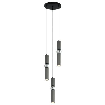ITALUX - Candelabro suspenso ISIDORA 3xGU10/25W/230V antracite/cromado