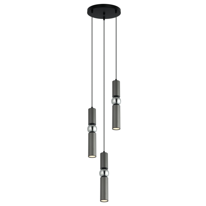 ITALUX - Candelabro suspenso ISIDORA 3xGU10/25W/230V antracite/cromado