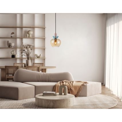 ITALUX - Lustre pendente FANDA 1xE27/40W/230V dourado/bege fumê