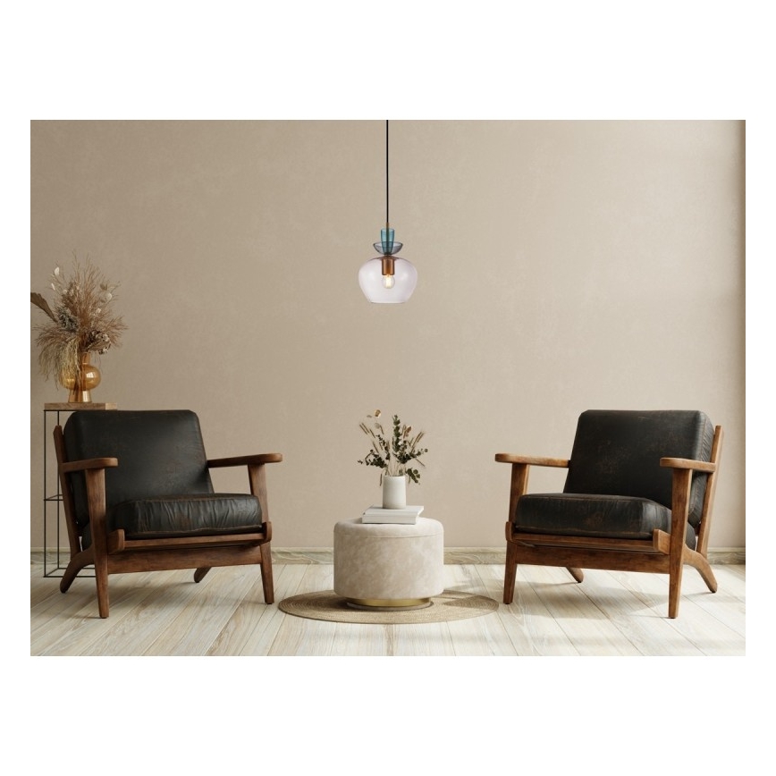 ITALUX - Lustre suspenso em cabo FANDA 1xE27/40W/230V dourado/cinza fumê