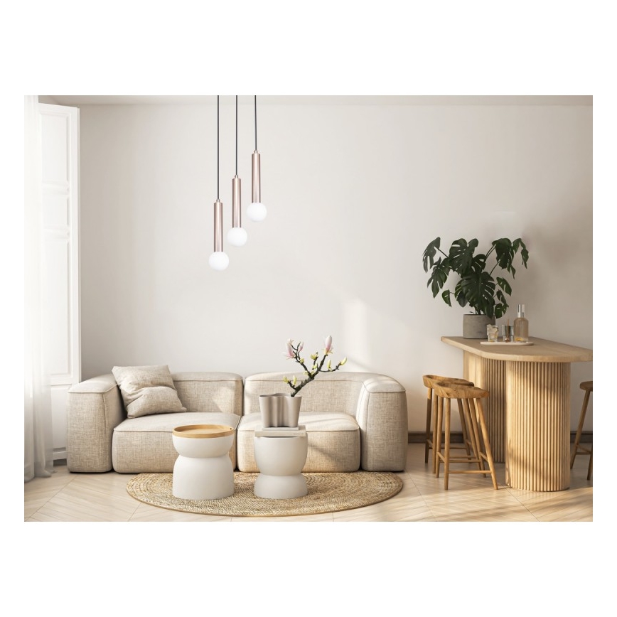 ITALUX - Lustre suspenso por cabo FILANO 3xG9/5W/230V ouro rosé