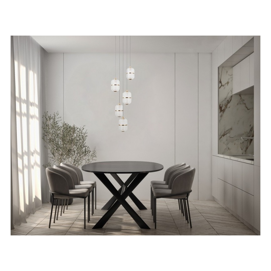 ITALUX - Lustre LED em cabo ALANI 5xLED/5,6W/230V 3000K preto/dourado