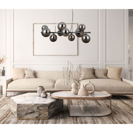 ITALUX - Candelabro suspenso CANELLO 10xG9/5W/230V preto