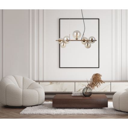 ITALUX - Candeeiro de teto suspenso CANELLO 7xG9/5W/230V latão