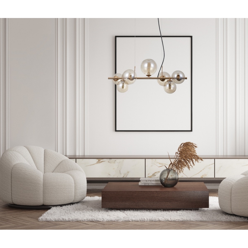 ITALUX - Candeeiro de teto suspenso CANELLO 7xG9/5W/230V latão