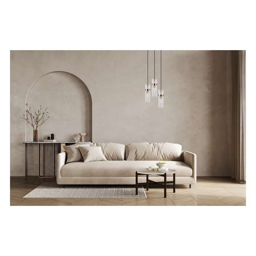 ITALUX - Lustre pendente TARASO 3xE14/40W/230V preto/dourado