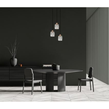 ITALUX - Lustre suspenso em cabo TORNO 3xE14/40W/230V preto/dourado