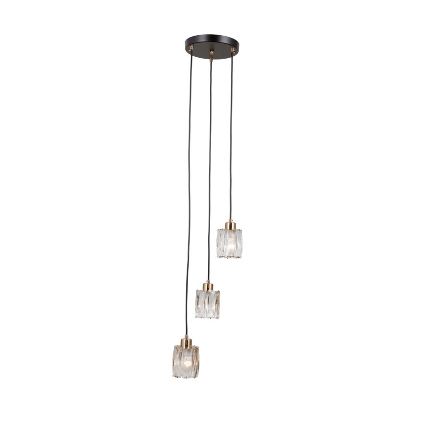 ITALUX - Lustre suspenso em cabo TORNO 3xE14/40W/230V preto/dourado