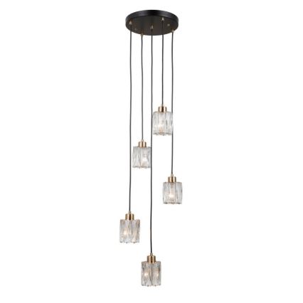 ITALUX - Lustre pendente com cabo TORNO 5xE14/40W/230V preto/dourado