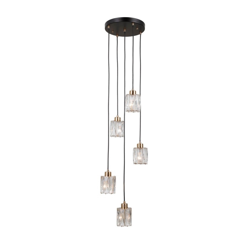 ITALUX - Lustre pendente com cabo TORNO 5xE14/40W/230V preto/dourado