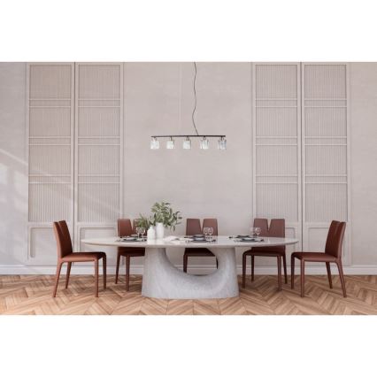ITALUX - Lustre suspenso por cabo SIMONA 5xE14/40W/230V preto/dourado
