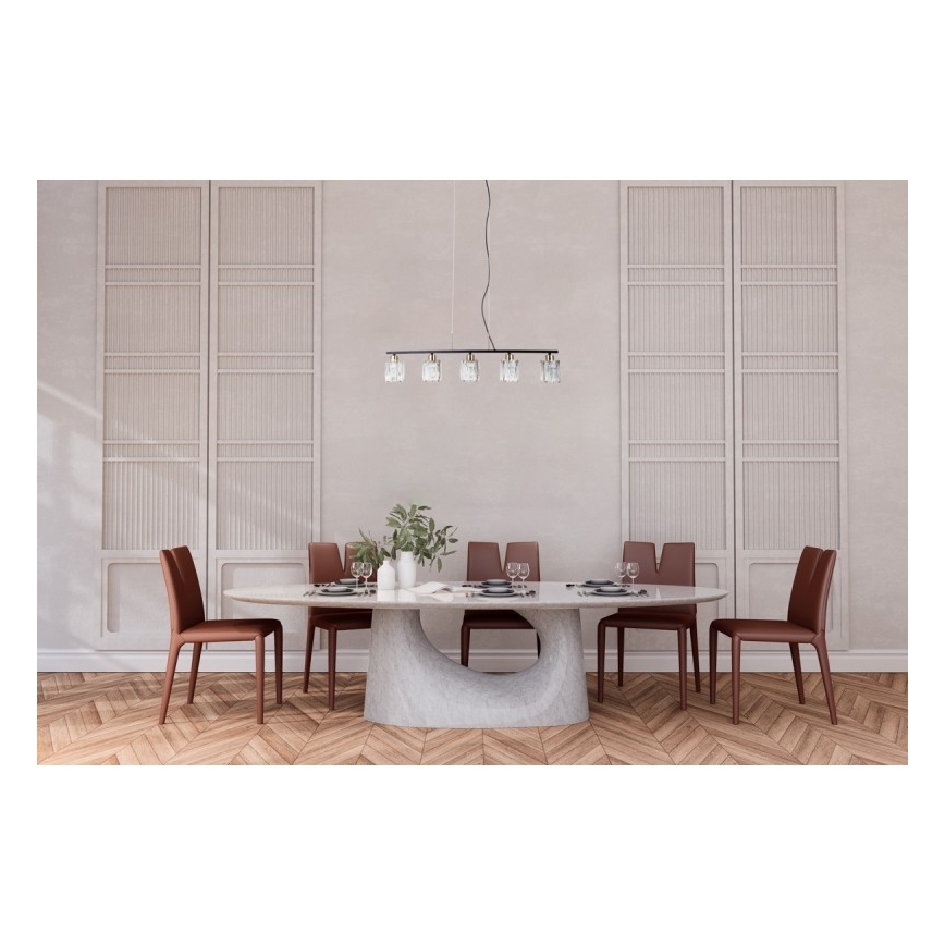 ITALUX - Lustre suspenso por cabo SIMONA 5xE14/40W/230V preto/dourado