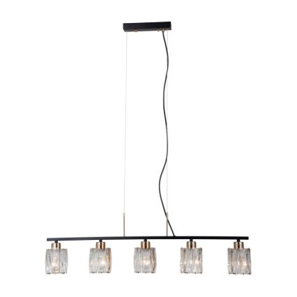 ITALUX - Lustre suspenso por cabo SIMONA 5xE14/40W/230V preto/dourado