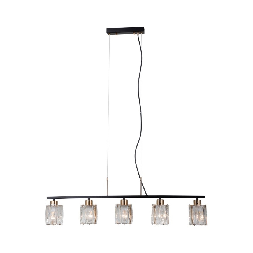 ITALUX - Lustre suspenso por cabo SIMONA 5xE14/40W/230V preto/dourado